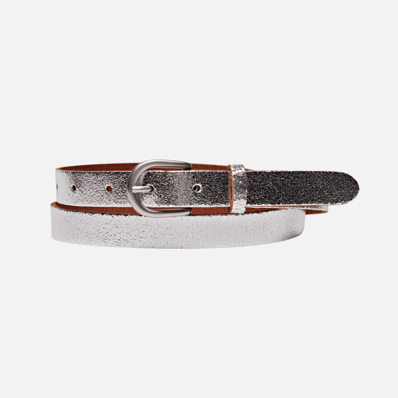 Metallic Skinny Fun Full Grain Leather Belt