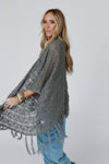 On The Fringe Kimono - Heather Gray