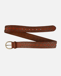 Oval Buckle Leather Studded Belt