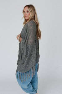 On The Fringe Kimono - Heather Gray