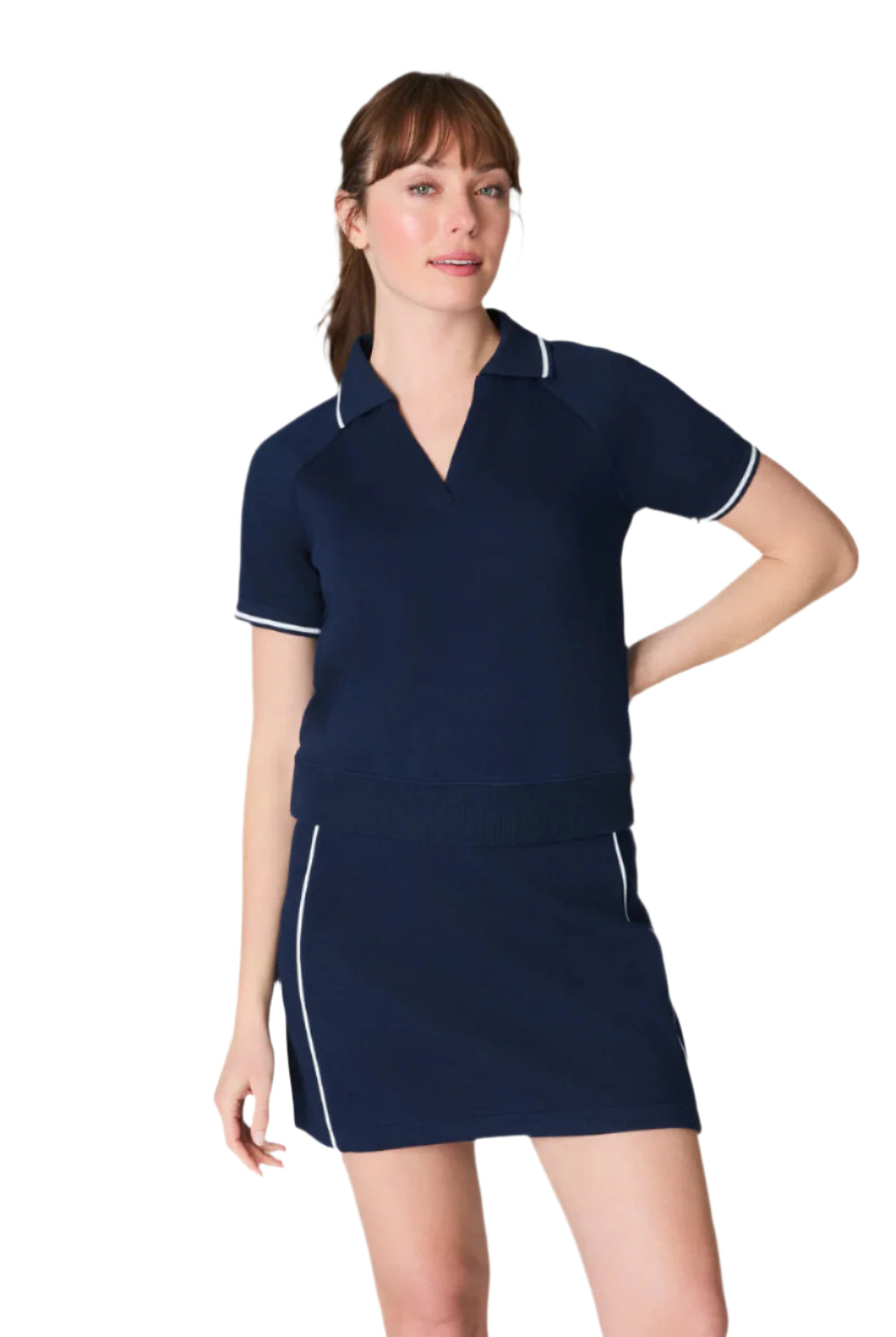 spanx polo midi dress polo dress midi Spanx Women's AirEssentials Pique Polo Midi Dress in Ashwood Top size XS