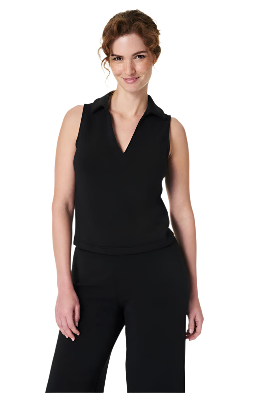 AirEssentials Polo Tank – Very Black Front – Ella Where She Shops