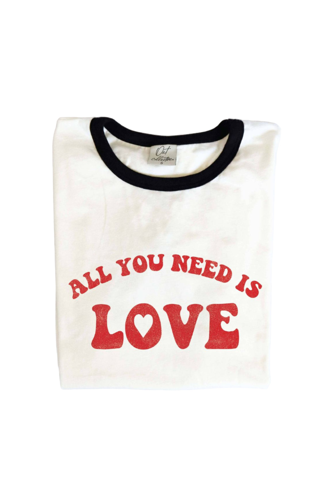 All You Need Is Love Ringer T-Shirt - Front - Ella Where She Shops