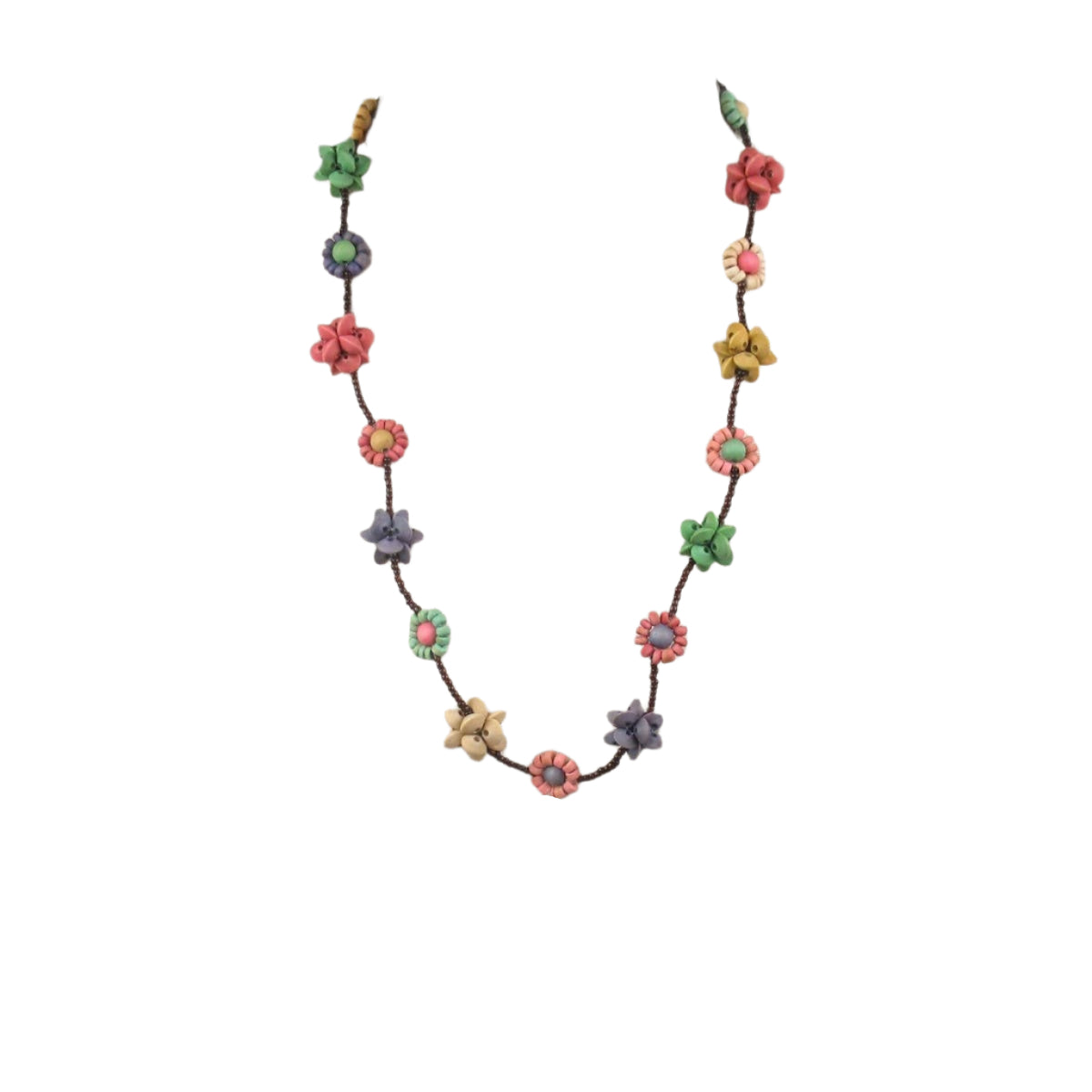 Amara Pastel Wood Flower Necklace Ella where she shops