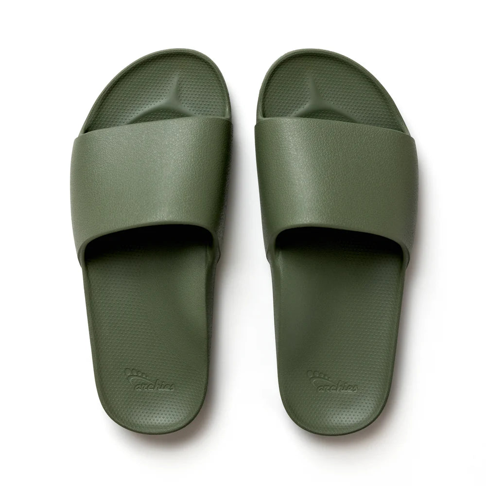 Arch Support Slides - Olive Front - Ella Where She Shops