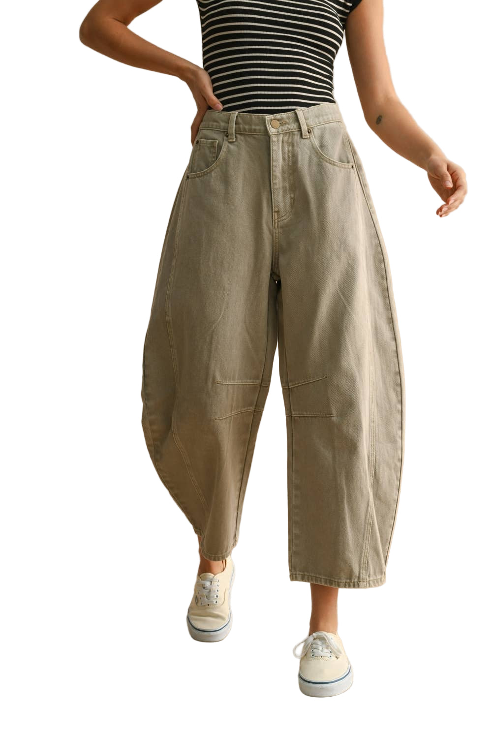 Barrel Cotton Pants – Front – Ella Where She Shops

