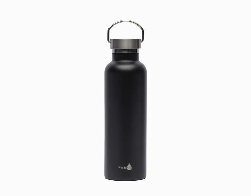 White with Gold Top Insulated Water Bottle- 24 Oz