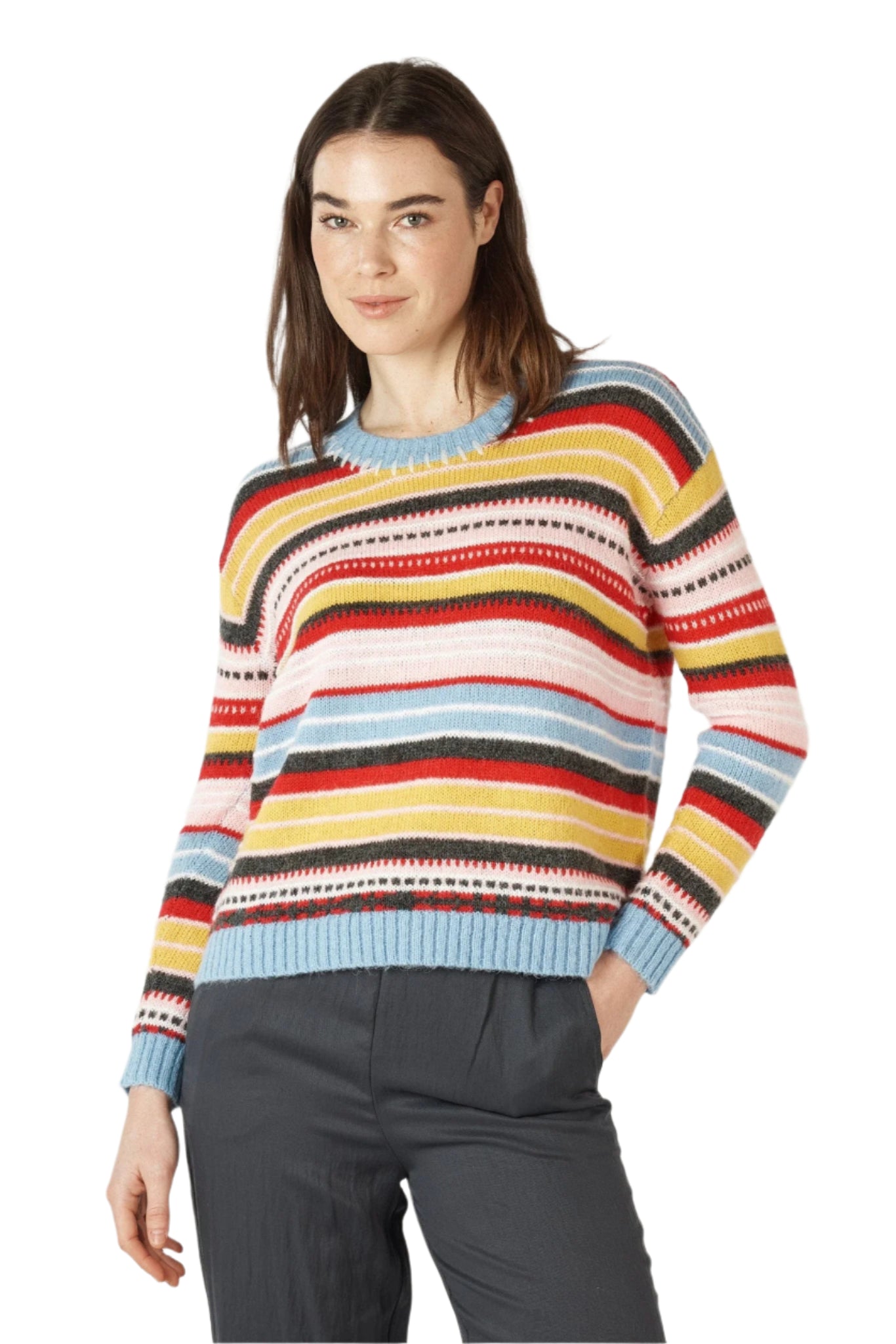 Blue Stripe Sweater – Front – Ella Where She Shops