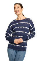 Boat Neck Scallop Stripe Sweater – Front – Ella Where She Shops