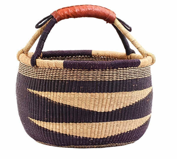 Bolga_Ghana_Navy_Blue_with_Brown_Han_Basket_Ella_Where_She_Shops