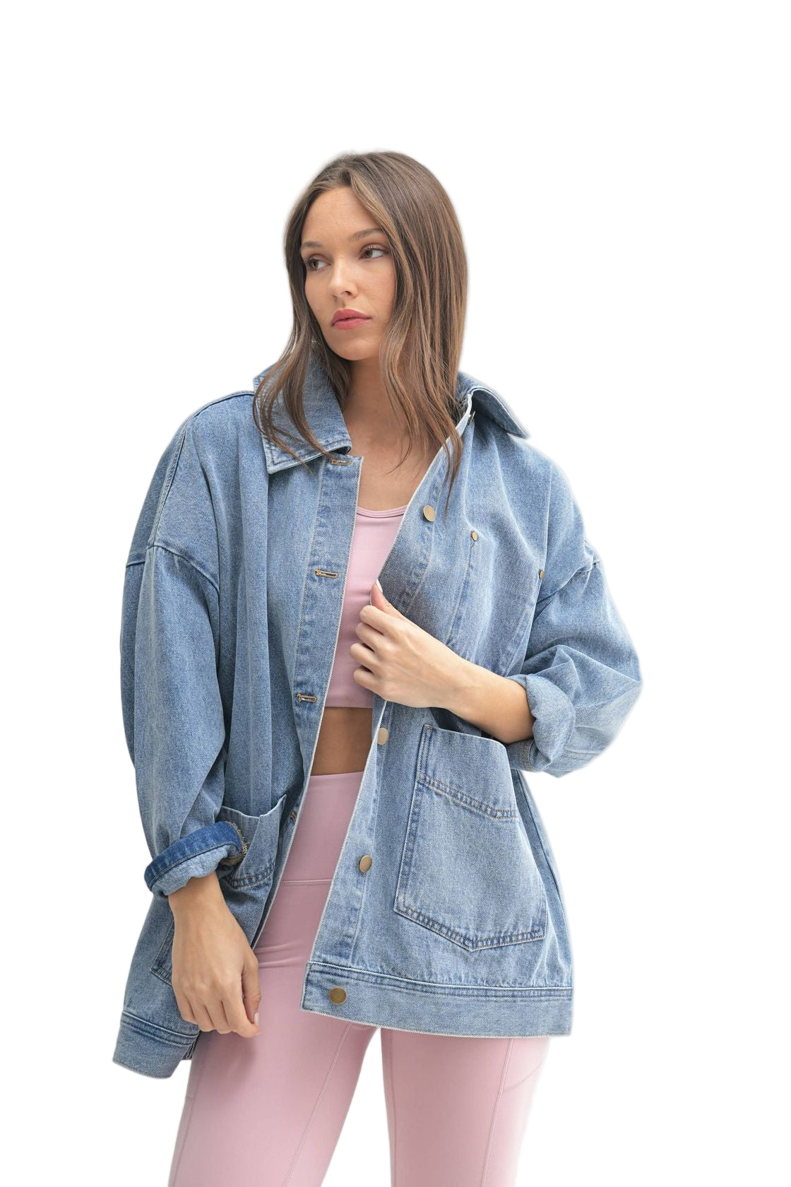 Boxy-Cut Denim Jacket – Front – Ella Where She Shops