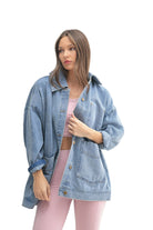 Boxy-Cut Denim Jacket – Front – Ella Where She Shops