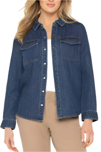 Button Down Shirt With Pockets – Front – Ella Where She Shops