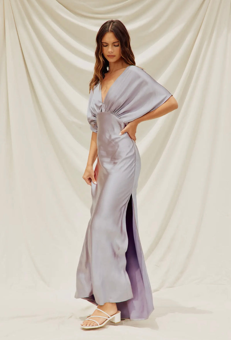 Like Butter Satin Blouson Maxi Dress