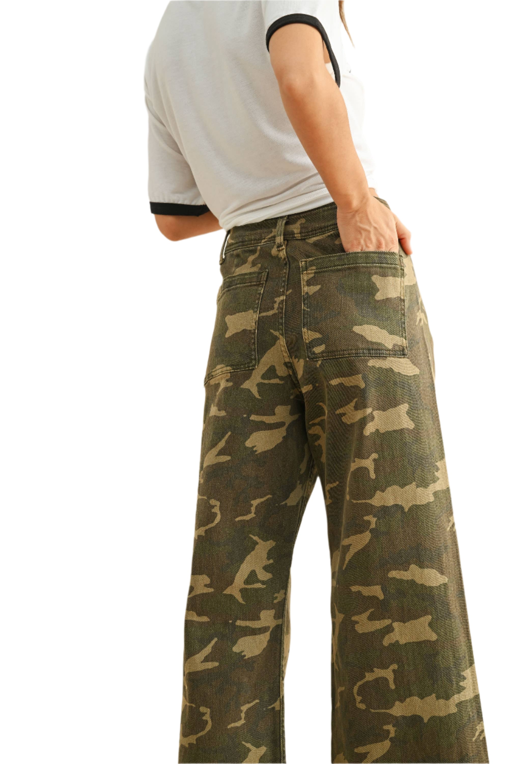 Camo Print Stretch Pants - Back - Ella Where She Shops