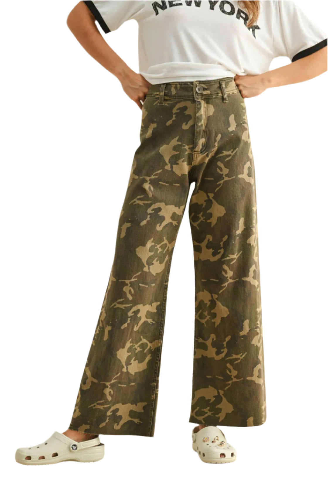 Camo Print Stretch Pants - Front - Ella Where She Shops