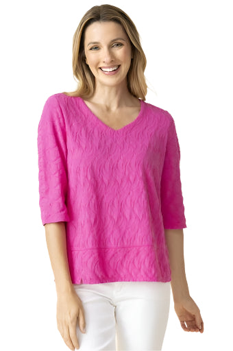Cascade Cotton Elbow Sleeve Tee - Berry - Ella Where She Shops