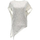 A loose-fitting, asymmetrical knit poncho top in a light cream or off-white color with small black speckles, shown against a plain white background.