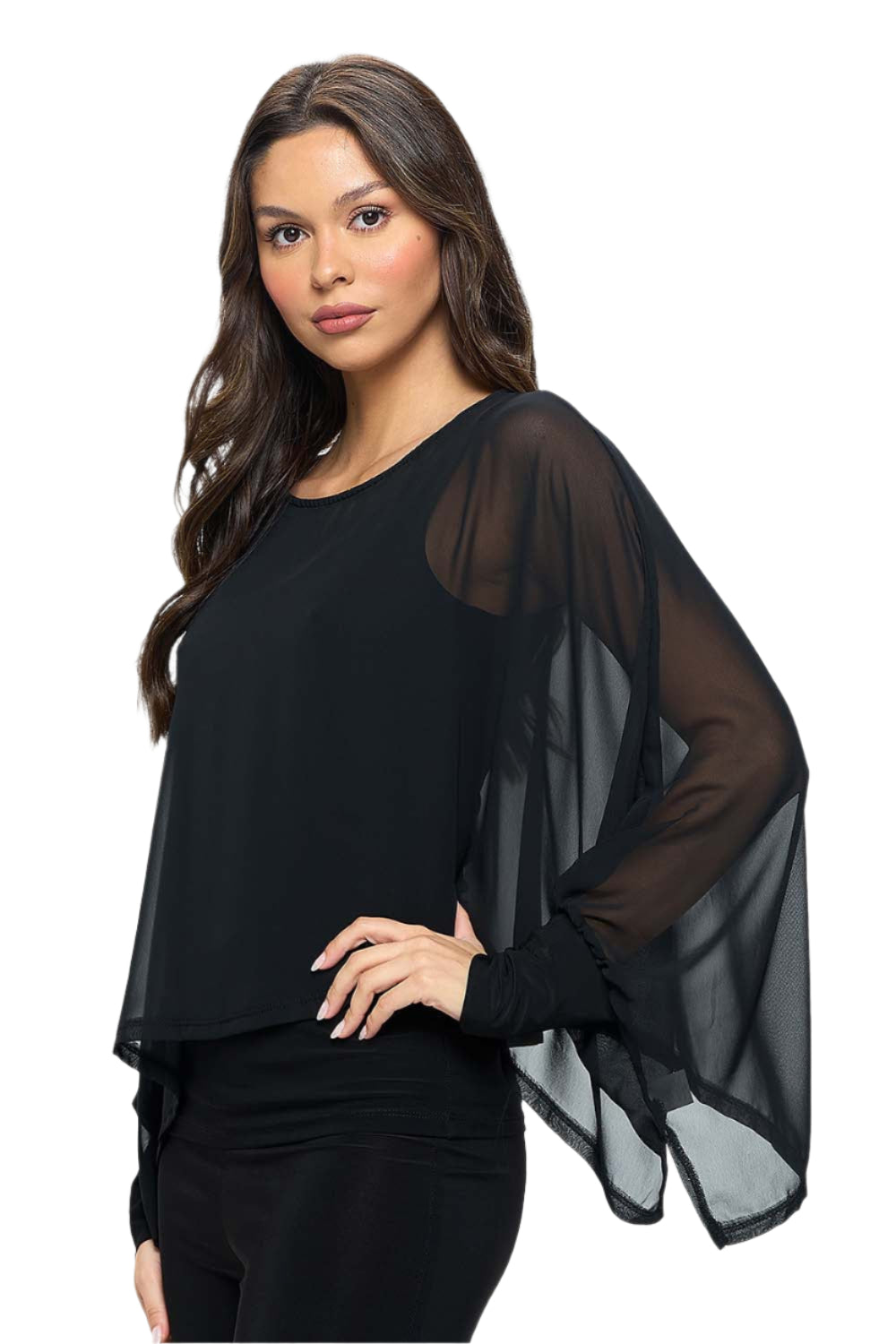 Chiffon Topper - Black Front - Ella Where She Shops