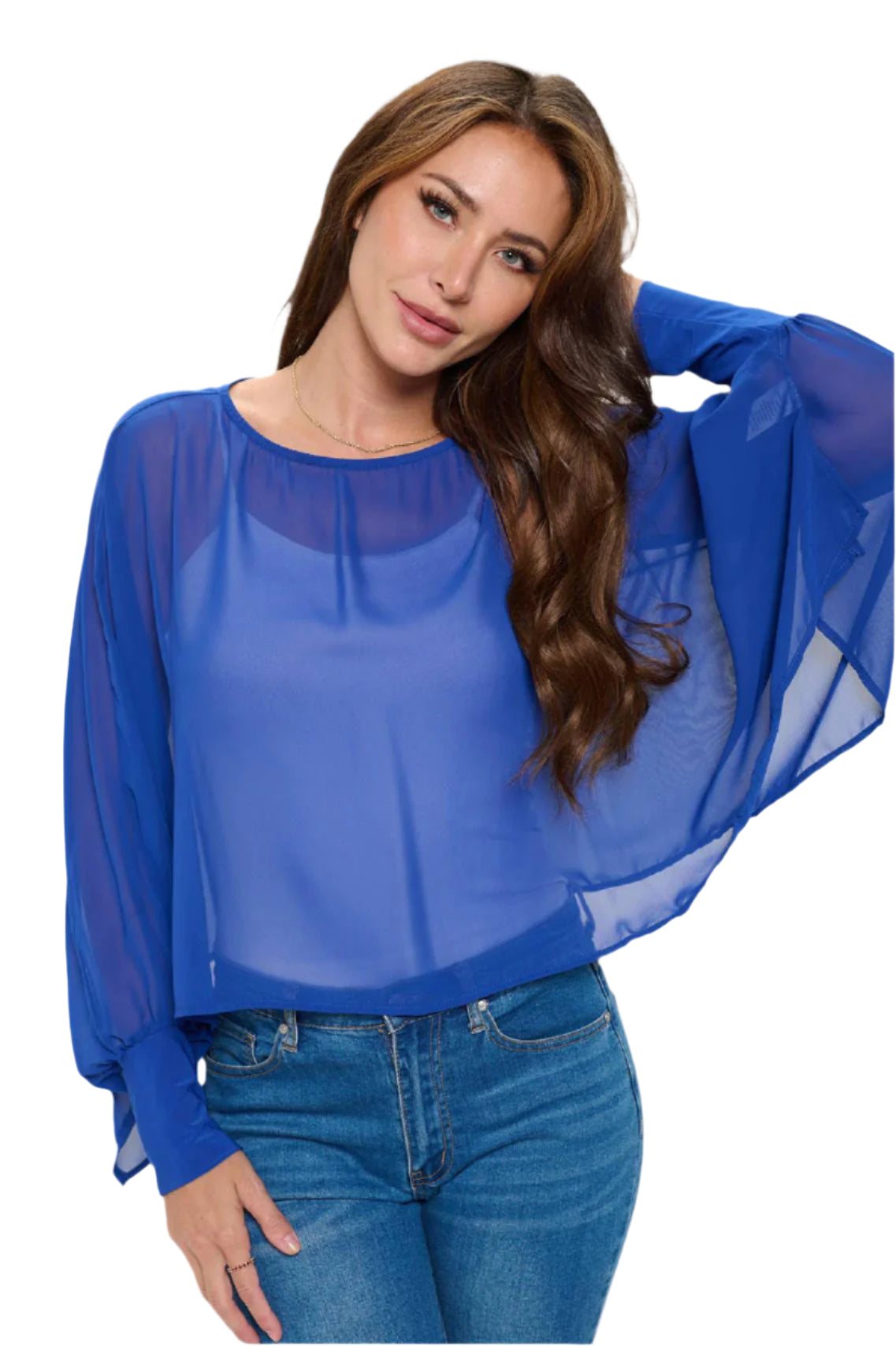 Chiffon Topper - Blue Front - Ella Where She Shops