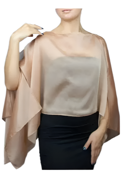 Chiffon Wrap Bolero Capelet – Champagne – Front - Ella Where She Shops