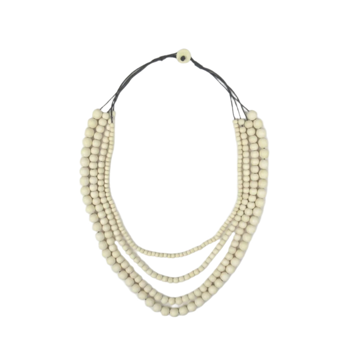 Classic 4 Strand Wood Bead Necklace Ella where she shops