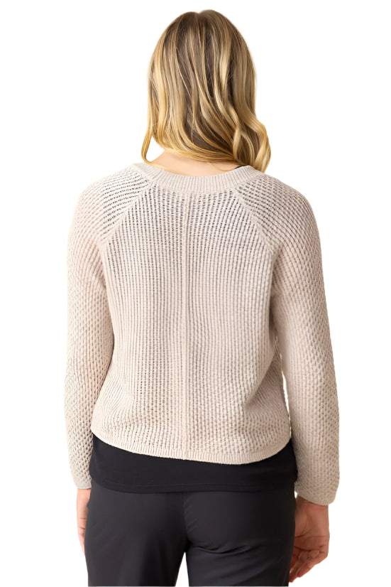 Coastal Crochet Cardigan - Oatmeal Back - Ella Where She Shops