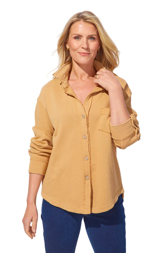 Color Wash Terry Anywhere Shacket – Honey – Ella Where She Shops
