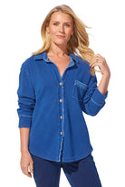 Color Wash Terry Anywhere Shacket – Medium Wash – Ella Where She Shops