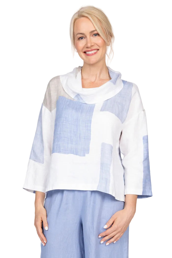 Colorblock Centered Cowl Top ella where she shops