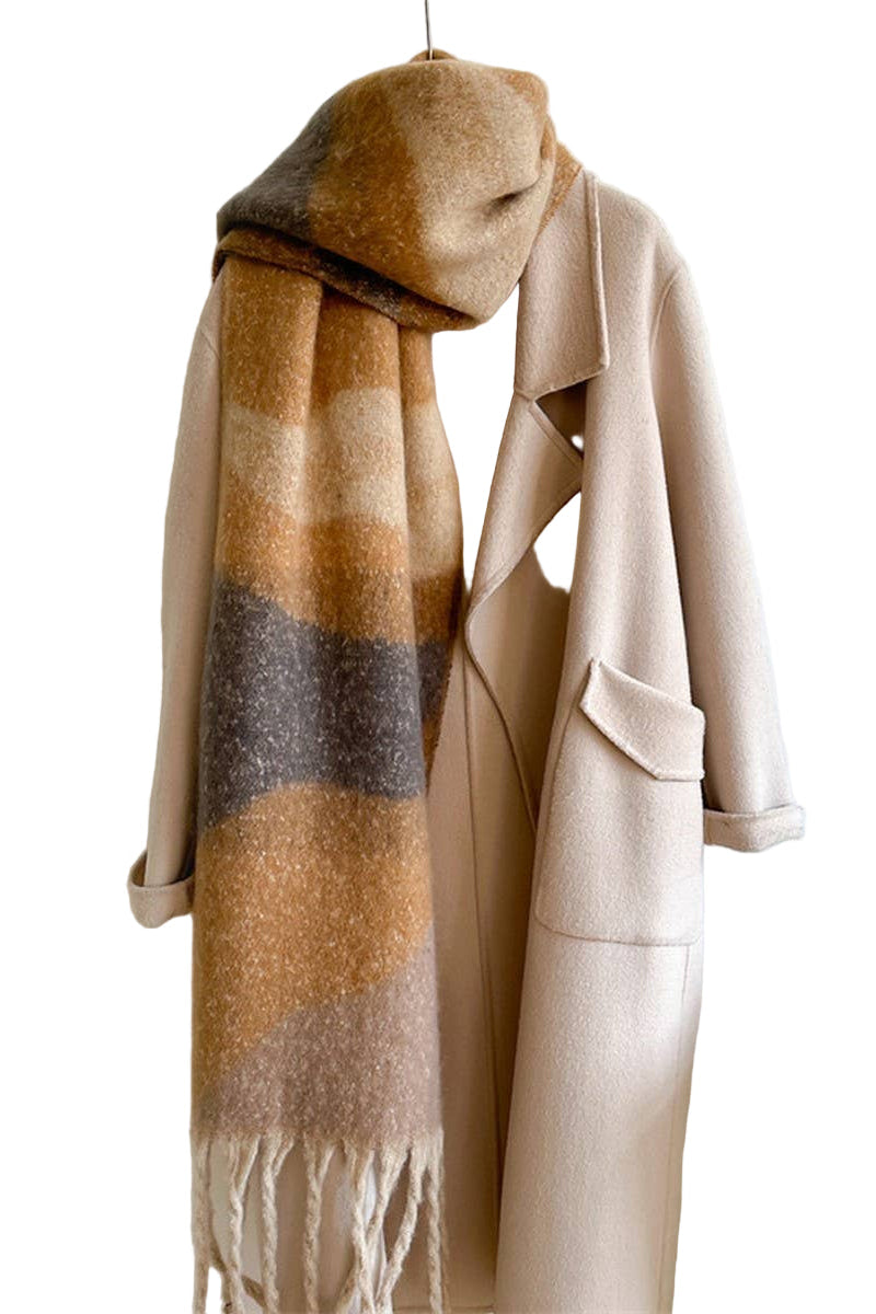 Colorblock Winter Scarf carmel ella where she shops