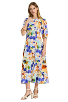 Constance Watercolor Floral Midi Dress ella where she shops
