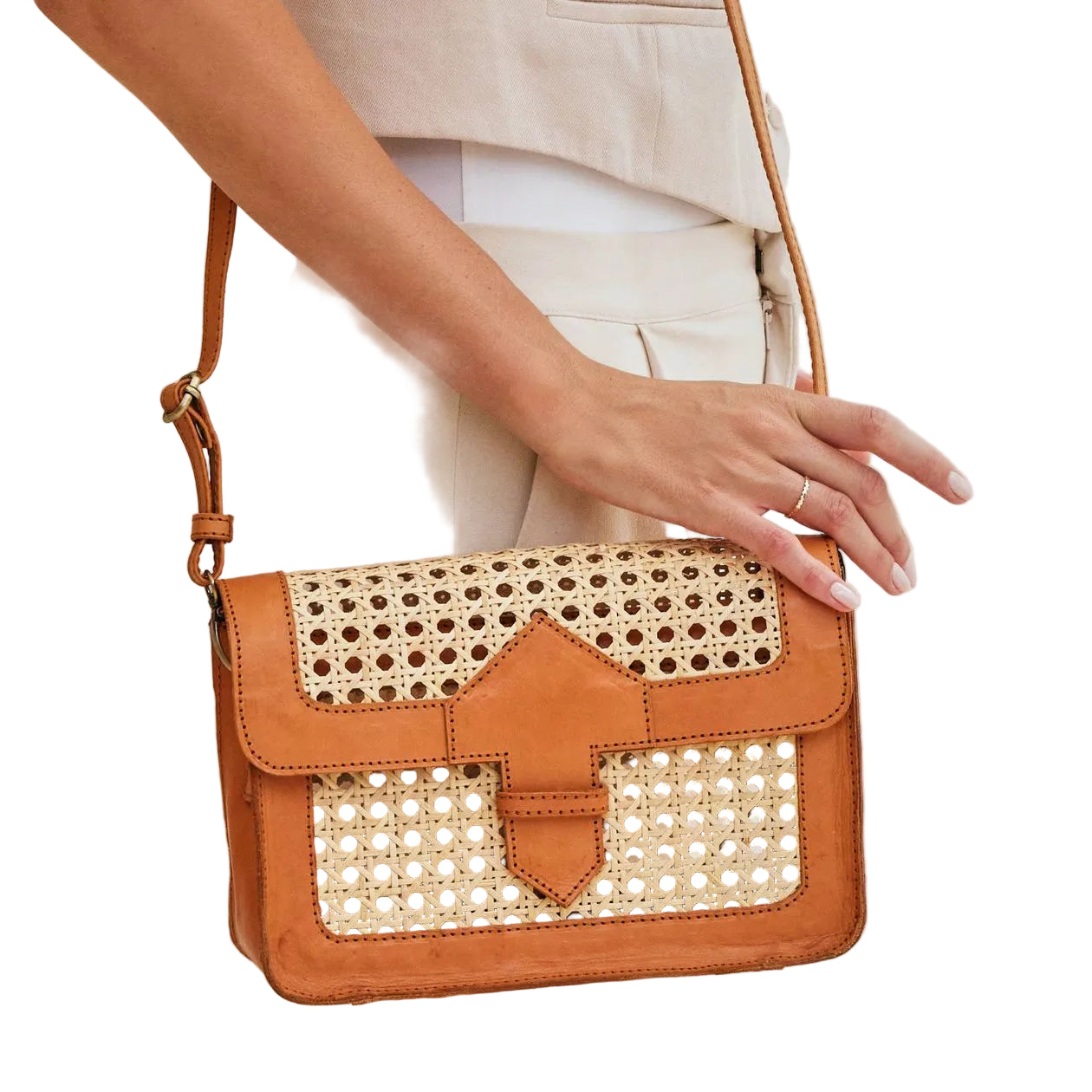 Convertible Clutch With Leather Trim