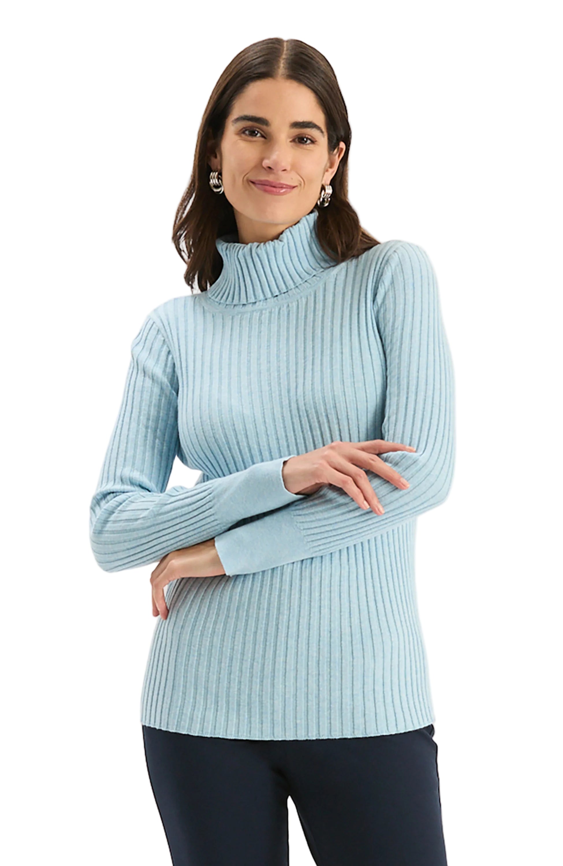 Cotton Cashmere Turtleneck blue ella where she shops