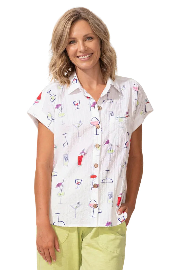 Cotton Cocktails Short Sleeve Top ella where she shop