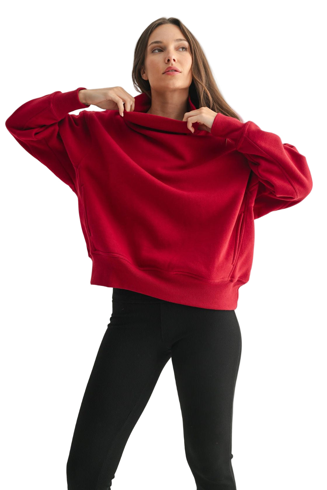 Cozycore Mock Neck Pullover – Front – Ella Where She Shops
