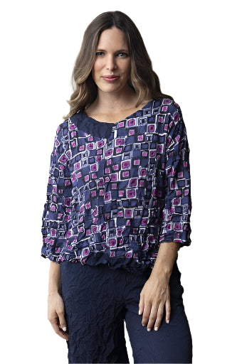 Crimped Crepe Squared Bias Pullover - Ella Where She Shops