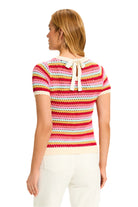 Crochet Knit Top Multi Stripe – Back – Ella Where She Shops