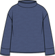 A long-sleeve mock neck top in a textured slate blue color, shown from the back against a plain white background.