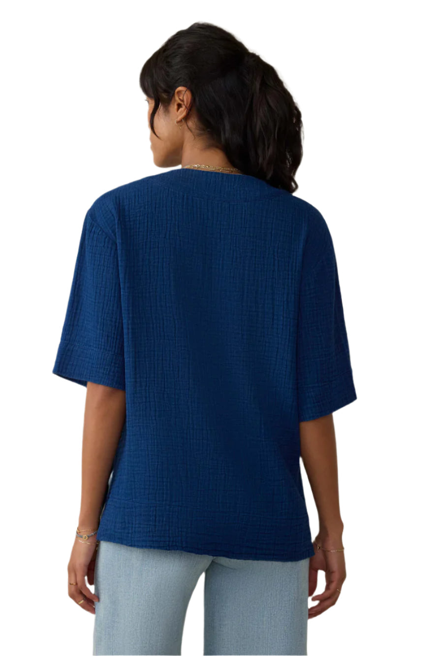 Dune Cotton Gauze Short Sleeve Popover Back - Ella Where She Shops