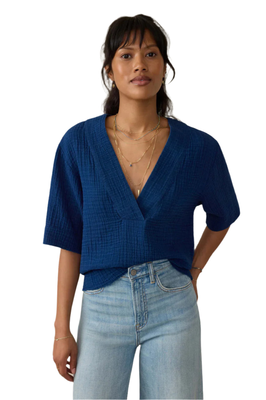 Dune Cotton Gauze Short Sleeve Popover Front - Ella Where She Shops