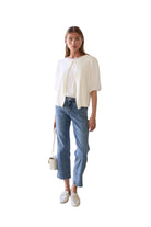 Elbow Sleeve Cardigan – Ivory Front – Ella Where She Shops