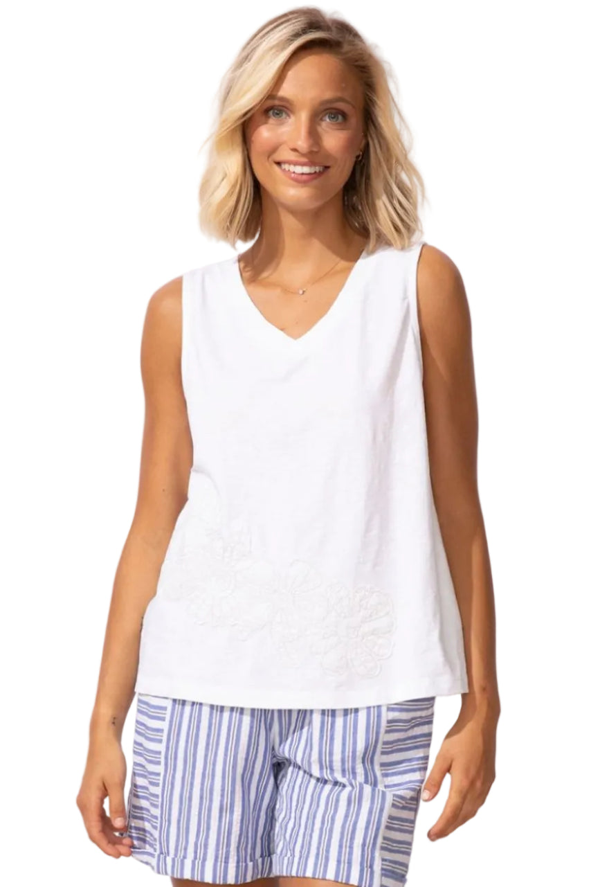 Embroidered Applique V Tank Ella Where She Shops