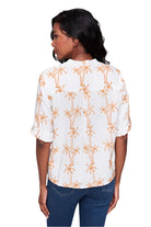 Embroidered Blouse with Front Tie - Papaya - Back - Ella Where She Shops