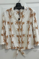 Embroidered Blouse with Front Tie - Papaya - On Hanger - Ella Where She Shops