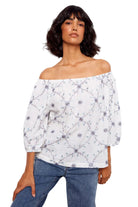 Embroidered Cotton Off Shoulder Blouse ella where she shops