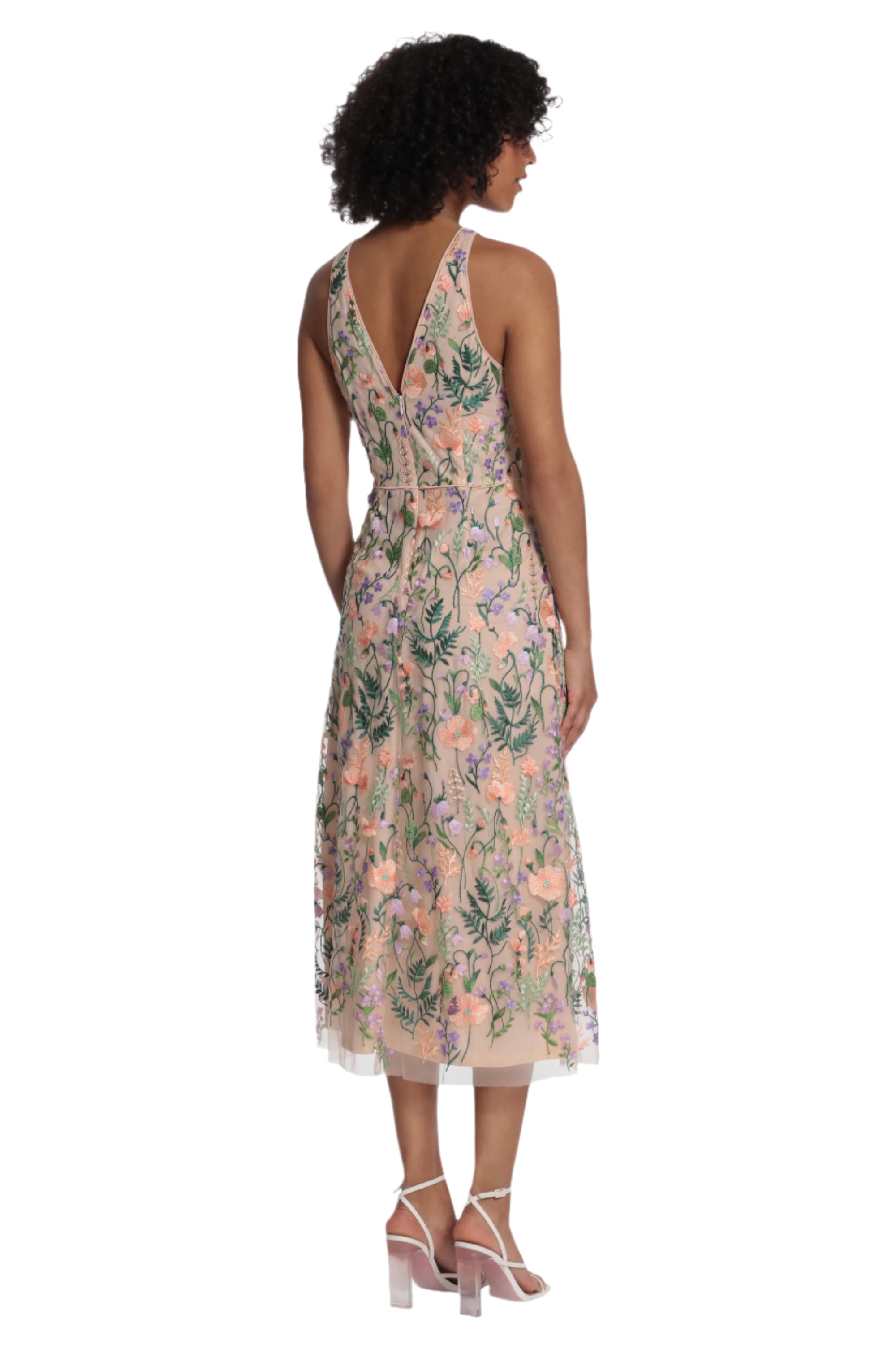 Embroidered Floral Midi Dress – Back – Ella Where She Shops