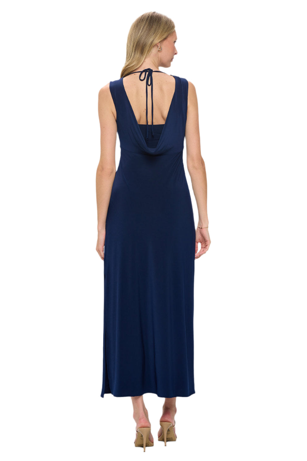 Empire Waist Maxi Dress With Cowl Back - Back View - Ella Where She Shops