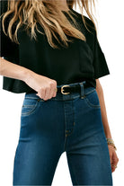 EveryWear Flare Jeans – Authentic Blue – Up Close Front – Ella Where She Shops