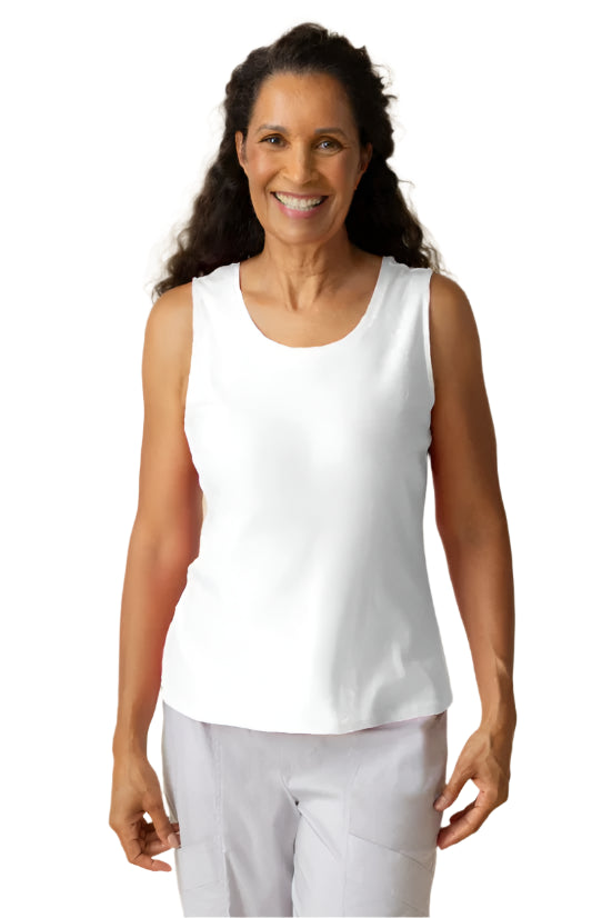 Everyday Rib Tank Top - White Front - Ella Where She Shops